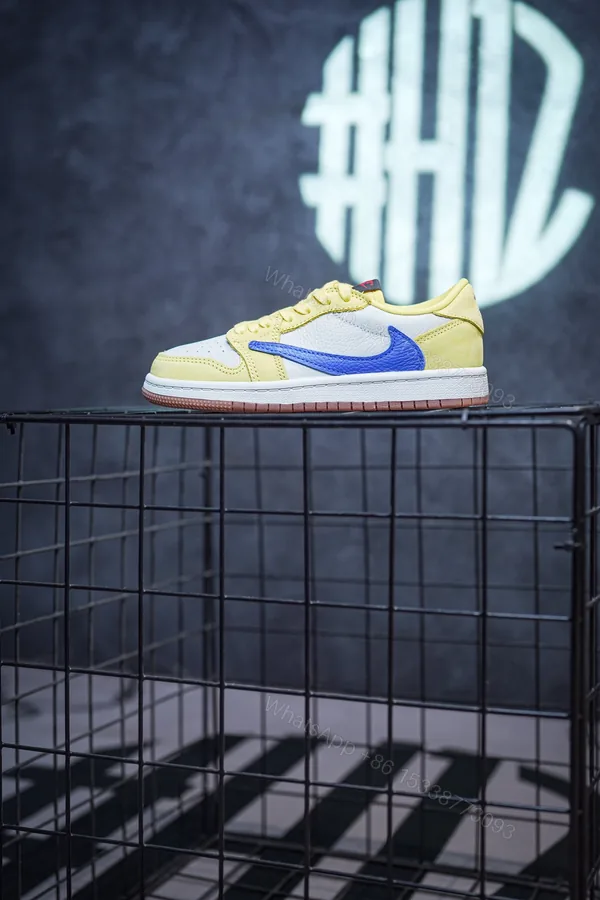 View 1 of Kid Shoes TS x Air Jordan 1 Low Canary Yellow