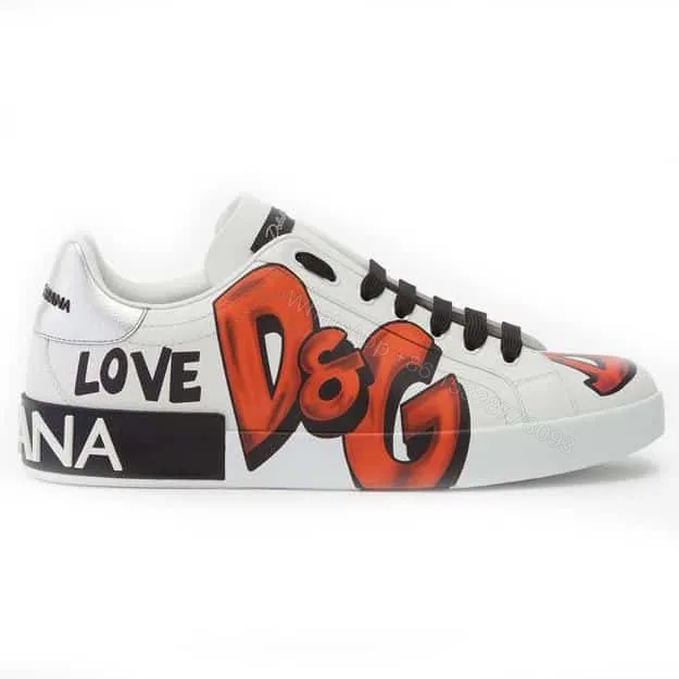 View 1 of DOLCE & GABBANA CALFSKIN PORTOFINO SNEAKERS WITH PATCHES OF THE DESIGNERS – DG02