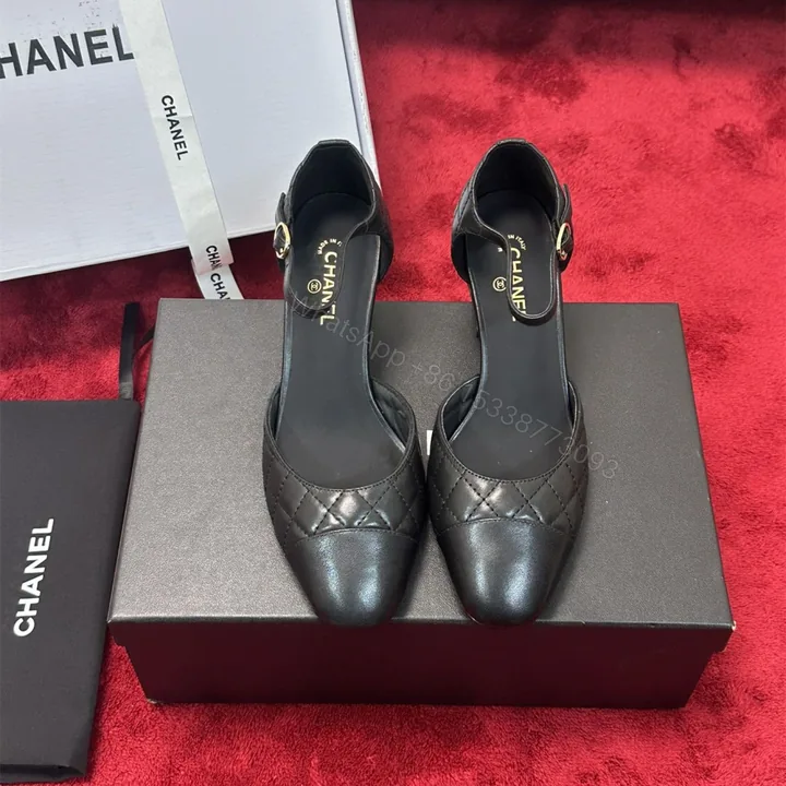View 1 of 高仿Chanel*G38441B露邊高跟單鞋小牛皮黑色4.5CM免檢版