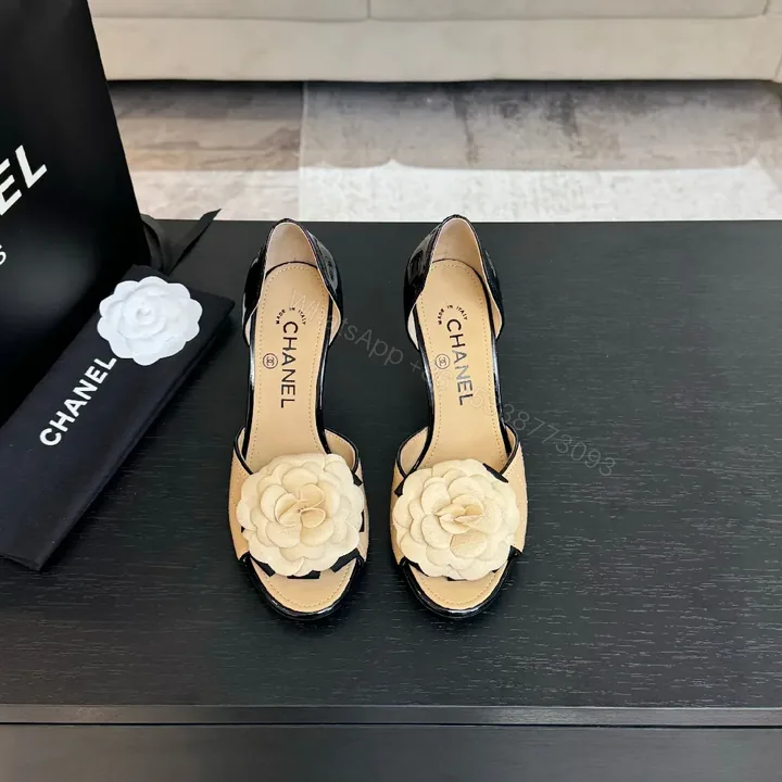 View 1 of Beige Leather Flower Slingbacks: Luxe, Comfortable, Elegant