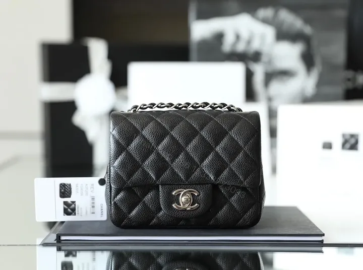 View 1 of Chanel-Style Quilted Black Calfskin Crossbody Bag