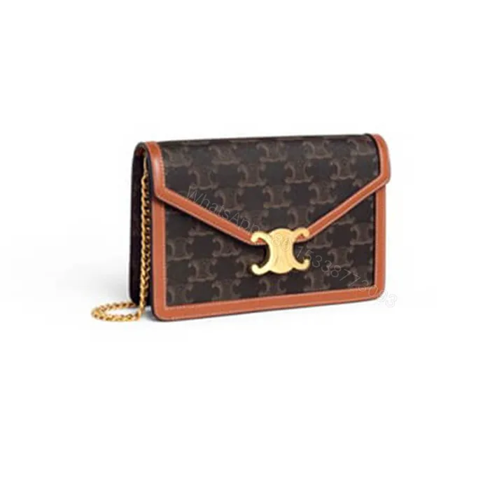 View 1 of CELINE WALLET ON CHAIN MARGO in TRIOMPHE CANVAS and calfskin