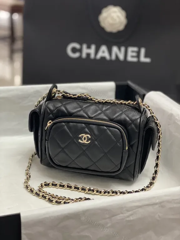 View 1 of Chic Quilted Crossbodyâ€”Lambskin, Gold Hardware, Modern Luxury