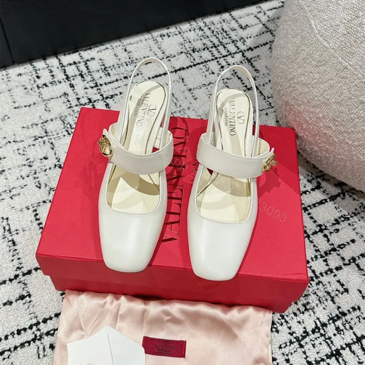 View 1 of 高仿Valentino*5W2S0JY方頭露跟單鞋白色6CM免檢版
