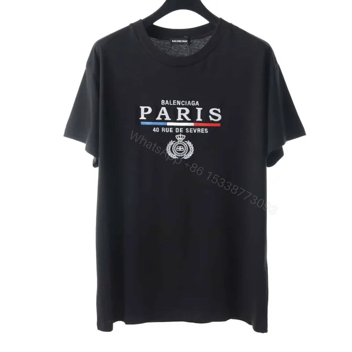 View 1 of BALENCIAGA CROWN EMBROIDERED BLACK T SHIRT