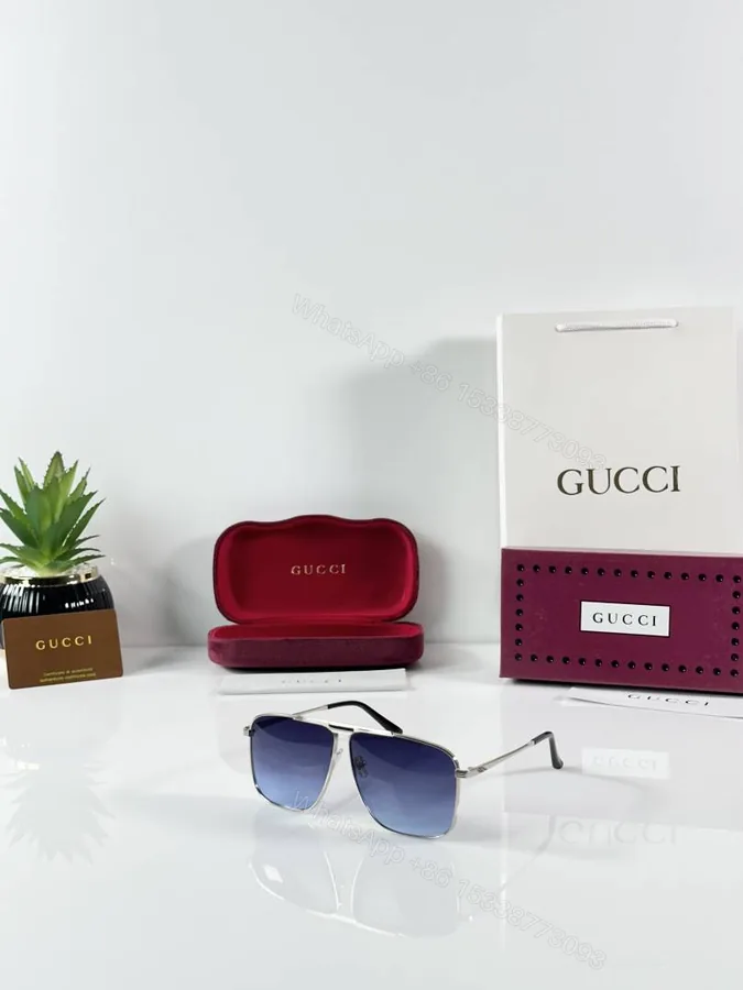 View 1 of First Copy Gucci 0840 Silver Blue Sunglasses
