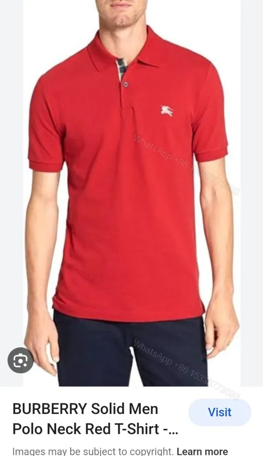 View 1 of FIRST COPY BURBERRY PREMIUM COTTON LYCRA POLOS