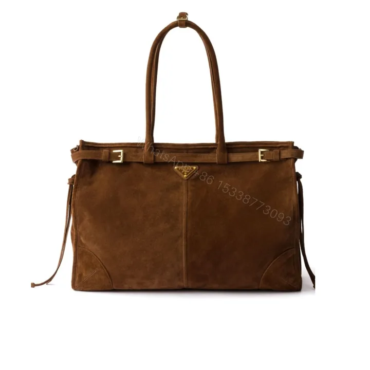 View 1 of PRADA LARGE SUEDE HANDBAG COCOA BROWN 38CM