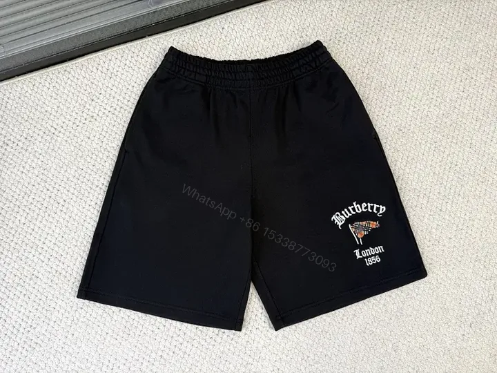 View 1 of Black Cotton Streetwear Shorts, Burberry Logo, London 1856