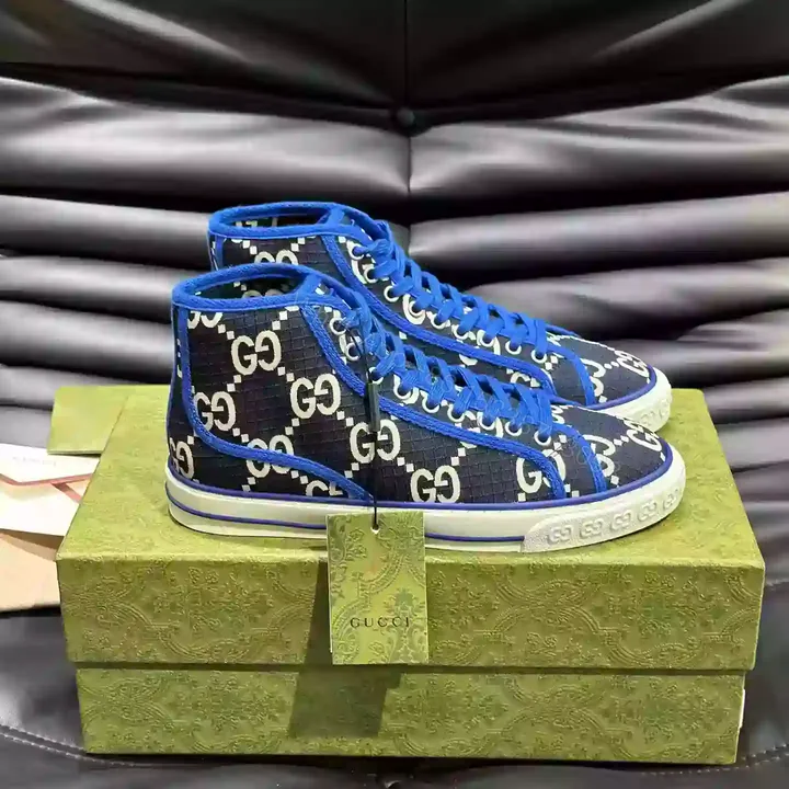 View 1 of GUCCI TENNIS 1977 HIGH-TOP SHOES SNEAKERS IN BLACK/BLUE – GC284