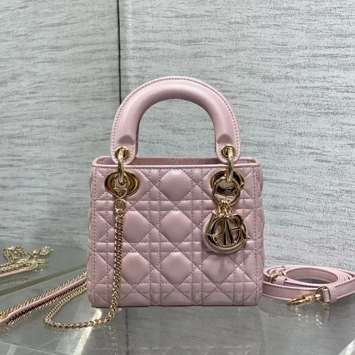View 1 of DIOR LADY DIOR MINI PINK GOLD HARDWARE