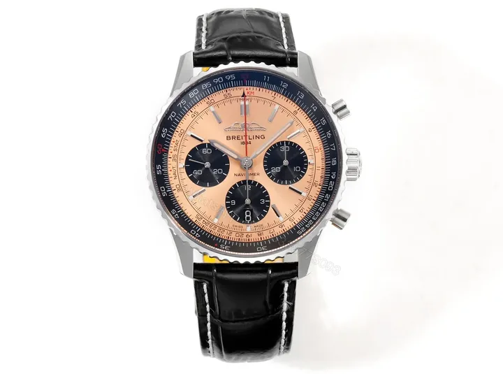 View 1 of Super Clone Breitling Navitimer B01 Copper Leather Strap 43MM Premium BRE-NAV-B01-43-COP-LTH