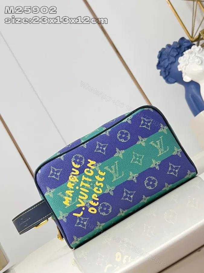 View 1 of Colorful Monogram Wallet — Striped Accent, Compact Luxury, Zippered Cardholder