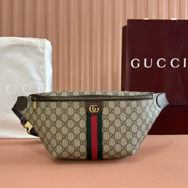 View 1 of Green-Red Web Belt Bag in Monogram Canvas, Luxe Everyday Carry