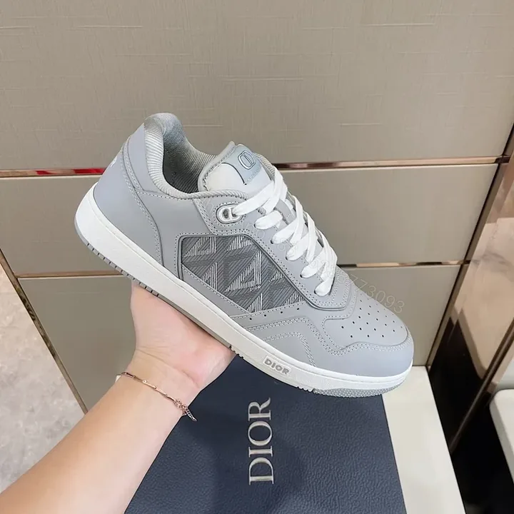 View 1 of Grey Minimalist Dior Trainer | Geometric Panel | Everyday Luxury Sneaker