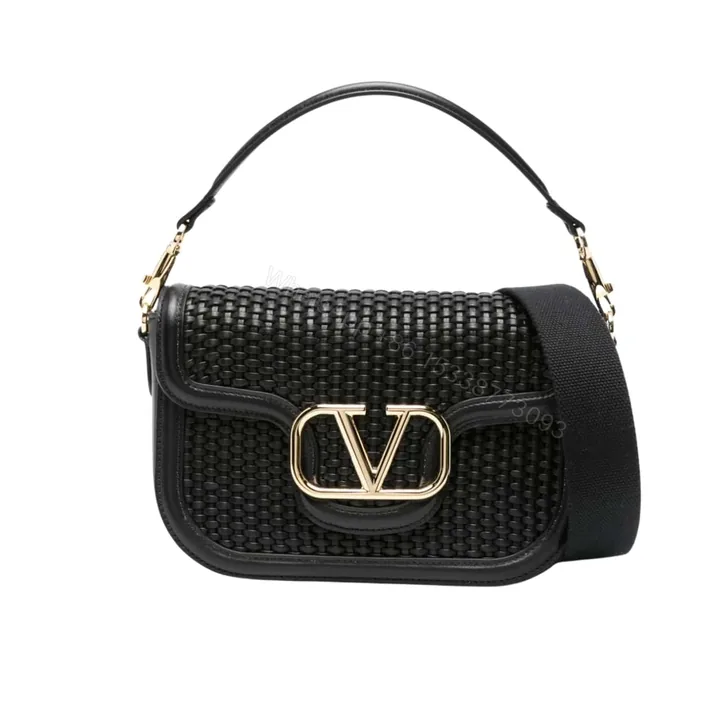 View 1 of VALENTINO GARAVANI ALLTIME WOVEN SHOULDER BAG BLACK 22CM