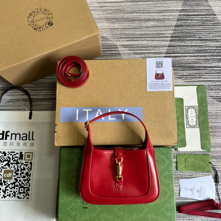 View 1 of GG JACKIE MINI 19 SHOULDER BAG IN CHERRY RED CALFSKIN