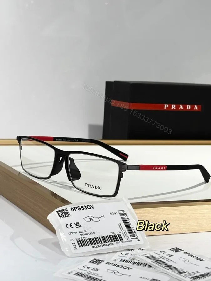 View 1 of Black Acetate Eyewear: Luxe, Rectangular Frames with Red Accents