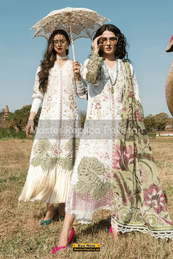 View 1 of Mushq Off White Lawn Replica