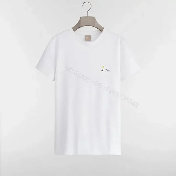 View 1 of Minimalist Luxe Tee: White Cotton, Delicate Embroidery, Everyday Chic