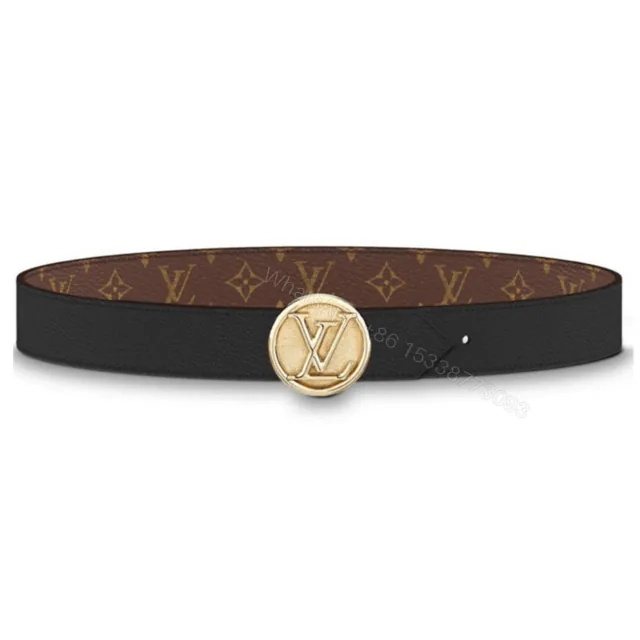 View 1 of LOUIS VUITTON MONOGRAM LV CIRCLE LOGO 35MM REVERSIBLE BELT – B154