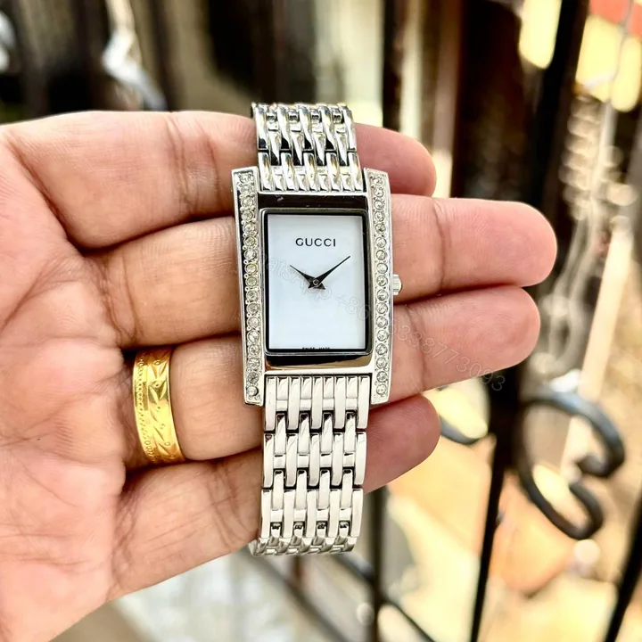 View 1 of First Copy Gucci Silver White Ladies Watch For Women