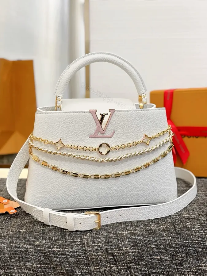 View 1 of Louis Vuitton Capucines BB handbag in white Taurillon leather