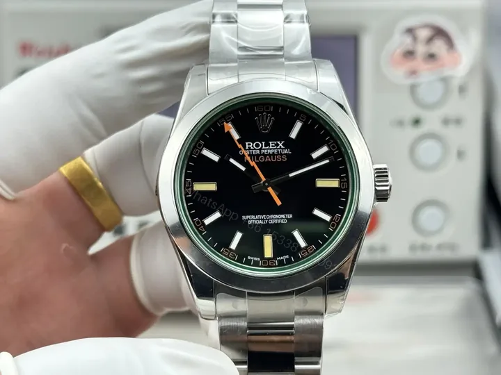 View 1 of Rolex Milgauss Black Dial Green Sapphire Replica 40mm 116400-0001