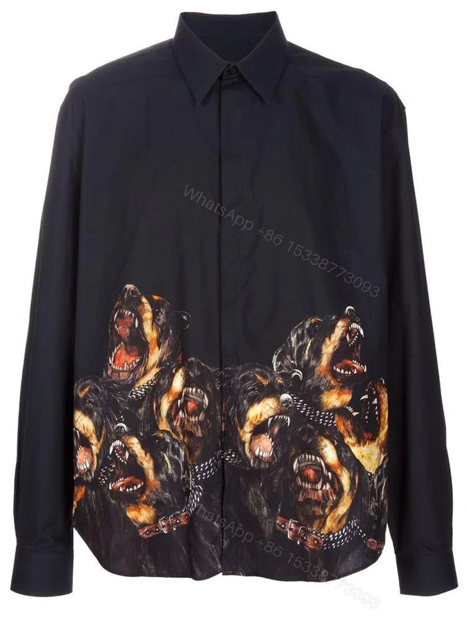 View 1 of Philipp Plein Store Article Printed Dogs Shirt First Copy | Premium Replica