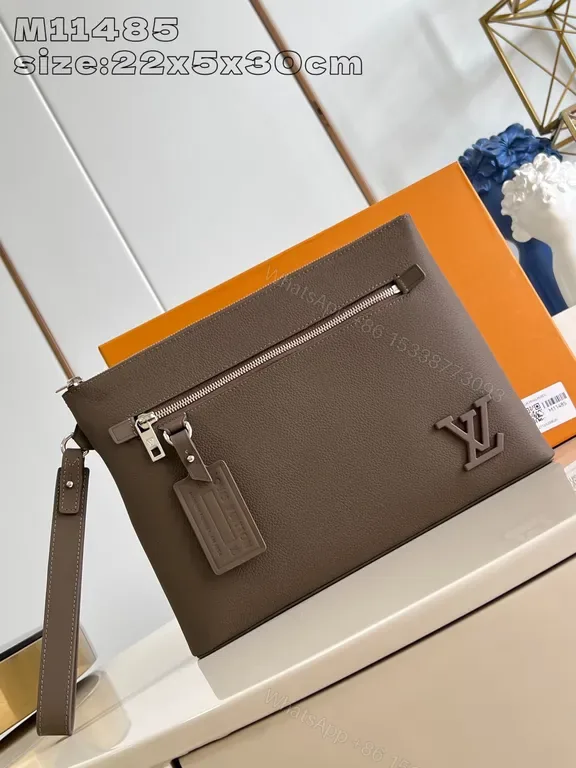 View 1 of Taupe Leather Crossbody: Structured, LV-Inspired Hardware Bag