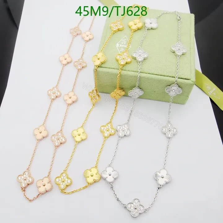 View 1 of Van Cleef Arpels replica Vintage Alhambra 10-Motif Clover Chain Necklace
