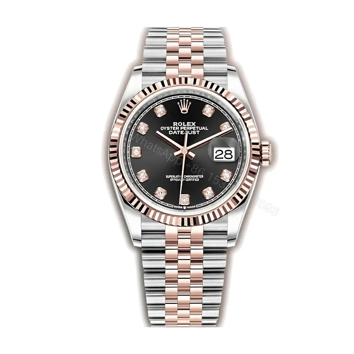 View 1 of Rolex Datejust 126231, 36mm – Everose Gold Fluted Bezel, Slate Motif Dial with Diamond