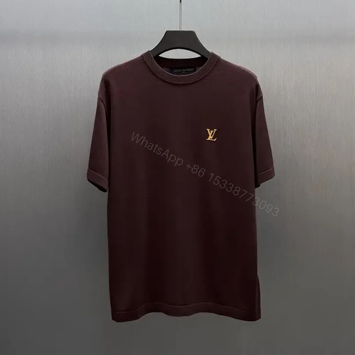 View 1 of Burgundy Cotton Tee: Minimal Luxury, LV Crest Shirt