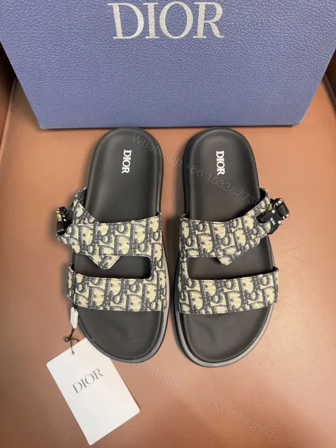 View 1 of Patterned Luxury Slides with Signature Monogram Comfort