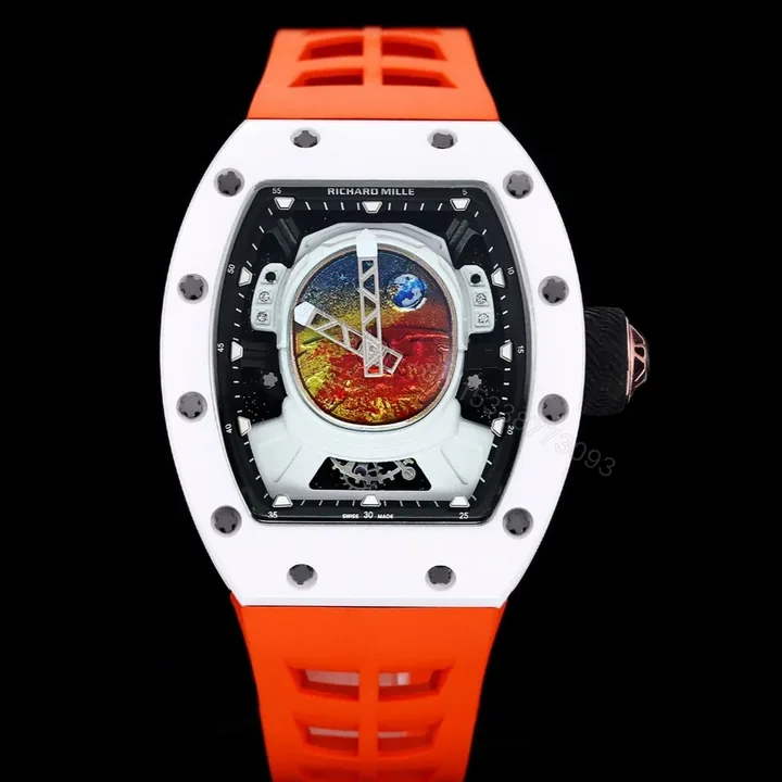 View 1 of Richard Mille RM52-05 Pharrell Williams Mars Mission Watch White Case Orange Strap Premium Edition RM-RM52-05-PW-WHT-ORG