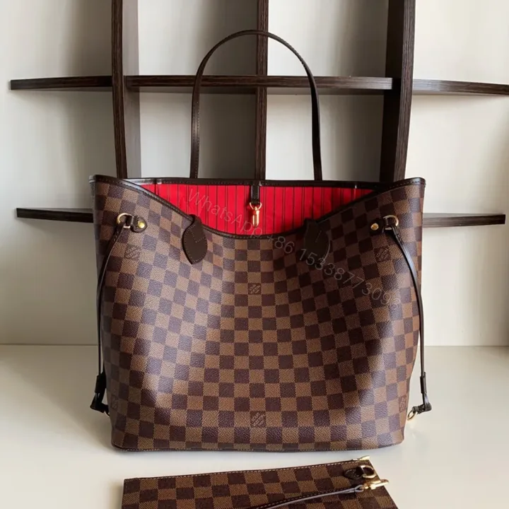 View 1 of Louis Vuitton LV Neverfull Checkered Pattern Handbags 32x29x17cm