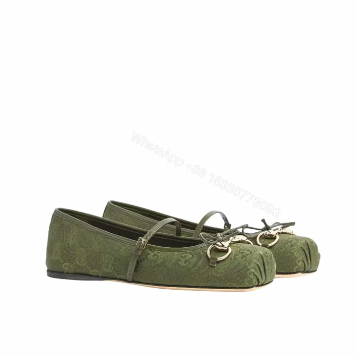View 1 of GUCCI WOMEN’S HORSEBIT BALLET FLAT GREEN ‎814321 FAD8F 3048