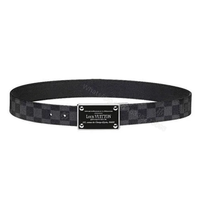 View 1 of LOUIS VUITTON INVENTEUR DAMIER EBENE/GRAPHITE BELT – B158