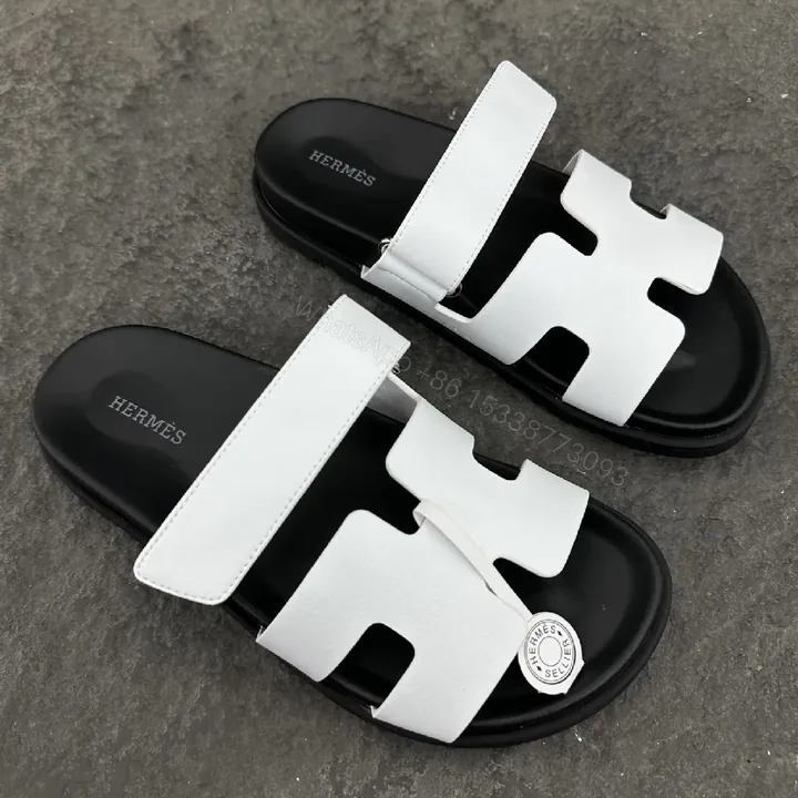 View 1 of Minimalist Luxury Leather Slides – Signature H-Cut, Cushioned Fit