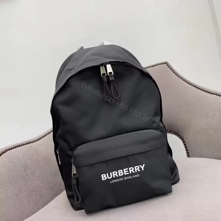 View 1 of Chic Black Burberry Nylon Backpack â€” Luxe Everyday Carry