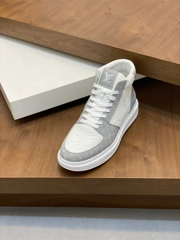 View 1 of Textured LV-Inspired High-Top Sneakers for All-Day Comfort