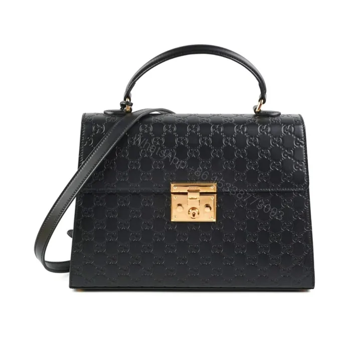 View 1 of Gucci Padlock Medium Top Handle Bag Black 28Cm