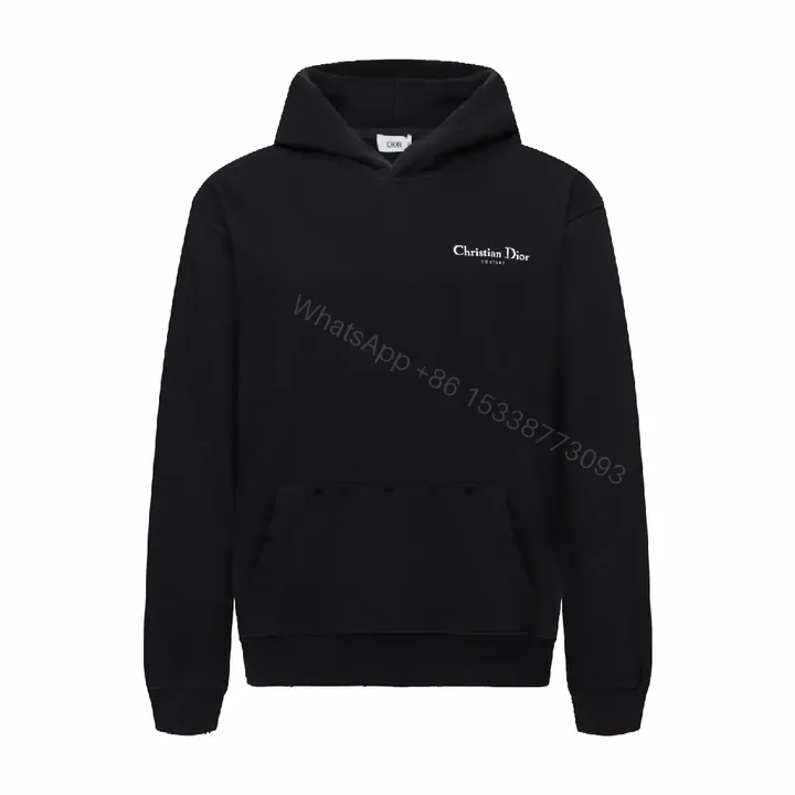 View 1 of Minimalist Black Hoodie – Subtle Dior Detail Luxury Streetwear