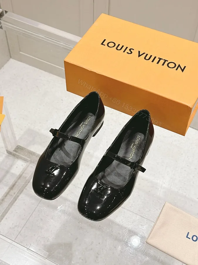 View 1 of LV Women Black Patent Leather Mary Jane Loafers