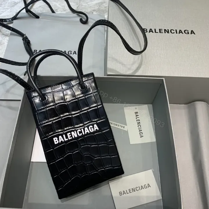 View 1 of Balenciaga Crocodile-Texture Structured Carry Bag