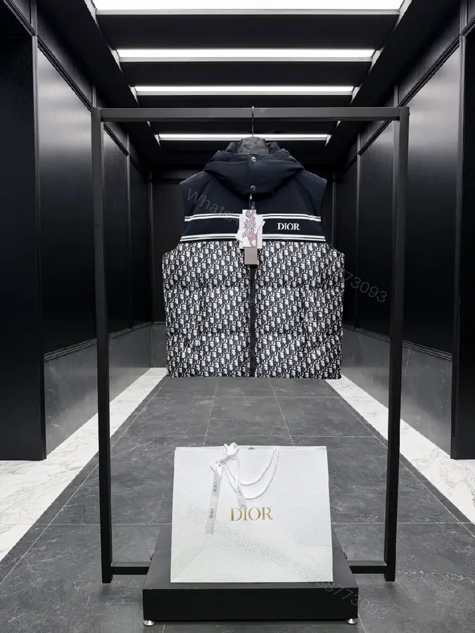 View 1 of Bold Monogram Puffer Jacket: Luxe Graphic Warmth, 2-Tone Panel