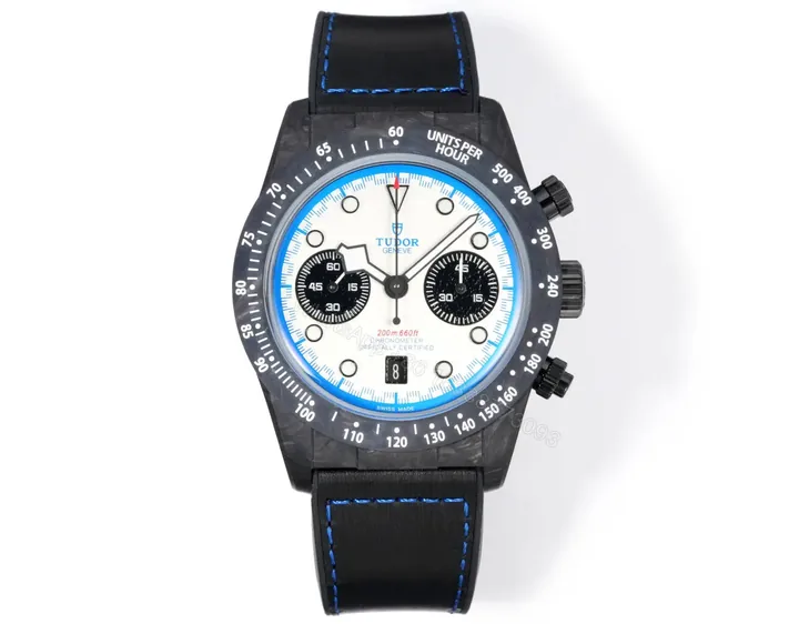View 1 of Tudor R29 Biwan Blue Accent Chronograph Black Strap Premium 42MM M7937KN-0001