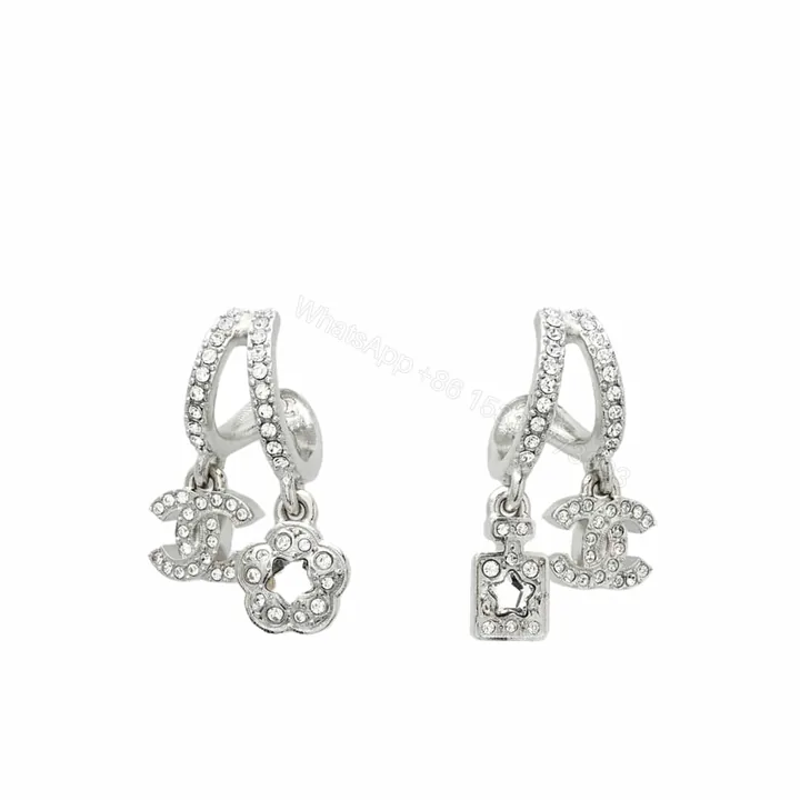 View 1 of CHANEL PENDANT EARRINGS METAL AND DIAMANTÉS IN SILVER ABF199 B19948 NAFVP