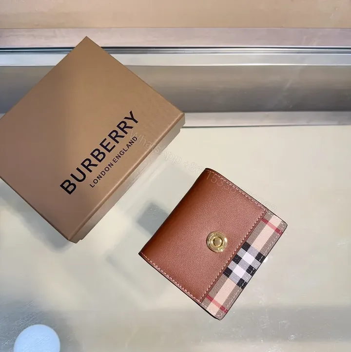 View 1 of Cognac Burberry Heritage Wallet: Classic Plaid, Slim Bi-Fold