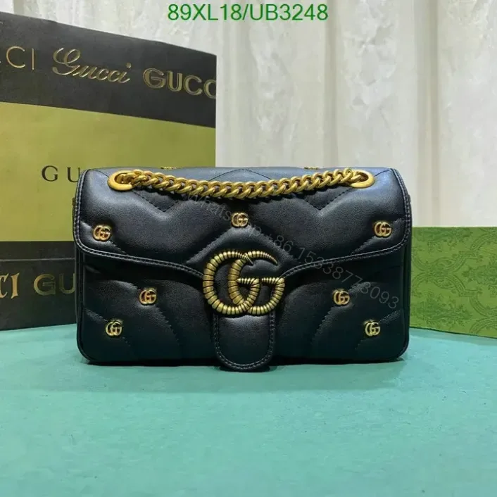 View 1 of Gucci GG Marmont Black Leather Shoulder Bag Replica UB32488